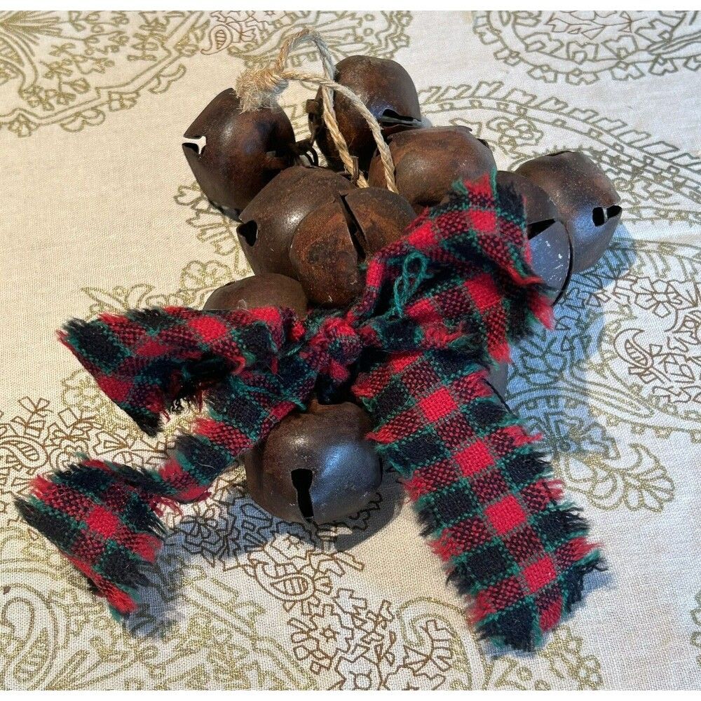 Vintage‎ Boyds Bears Rustic Jingle Bells w/Plaid Bow